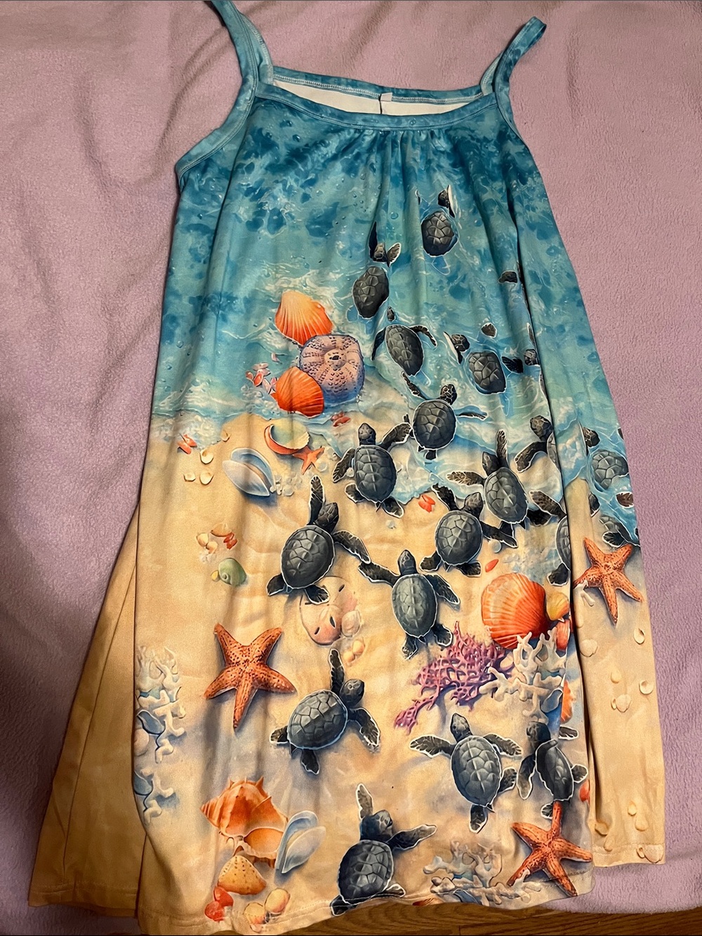 Girls Ombre Blue and Sand Sea Turtle Maxi Skirt